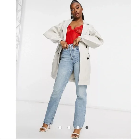 Red V neck Lace Sexy Bodysuit - Picture 3 of 14